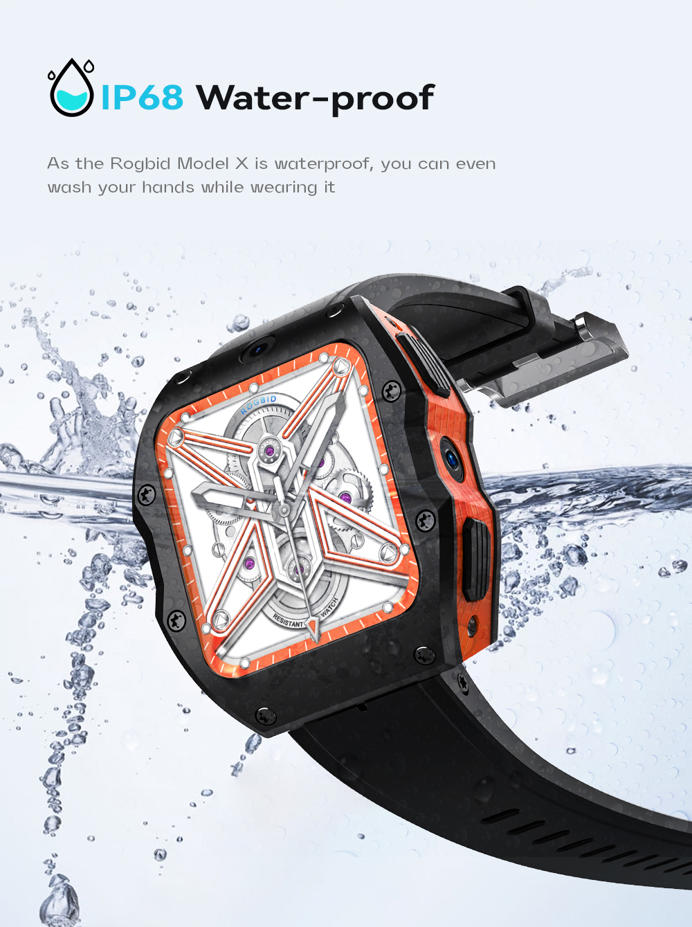 Rogbid Model X 1.99 inch 400*454px 4G 128G GPS 13MP+5MP Dual Camera IP68 Smart Watch Phone