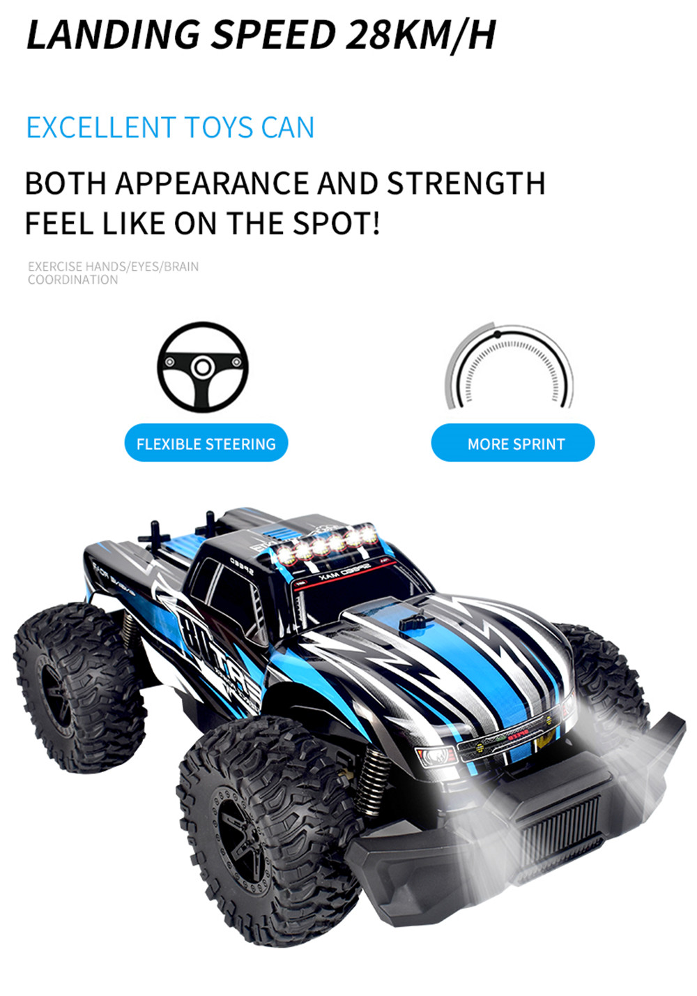 Eachine EAT08 RTR with 2/3 Battery 1/14 2.4G 2WD RC Car Front LED Light Off-Road Vehicles Model Kids Children Toys - Photo: 3