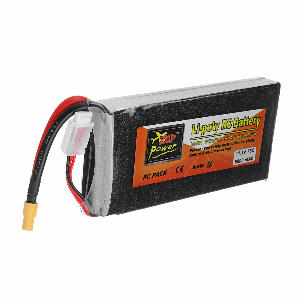 ZOP Power 11.1V 5000mAh 75C 3S Lipo Battery XT60 Plug for RC Model - Photo: 2