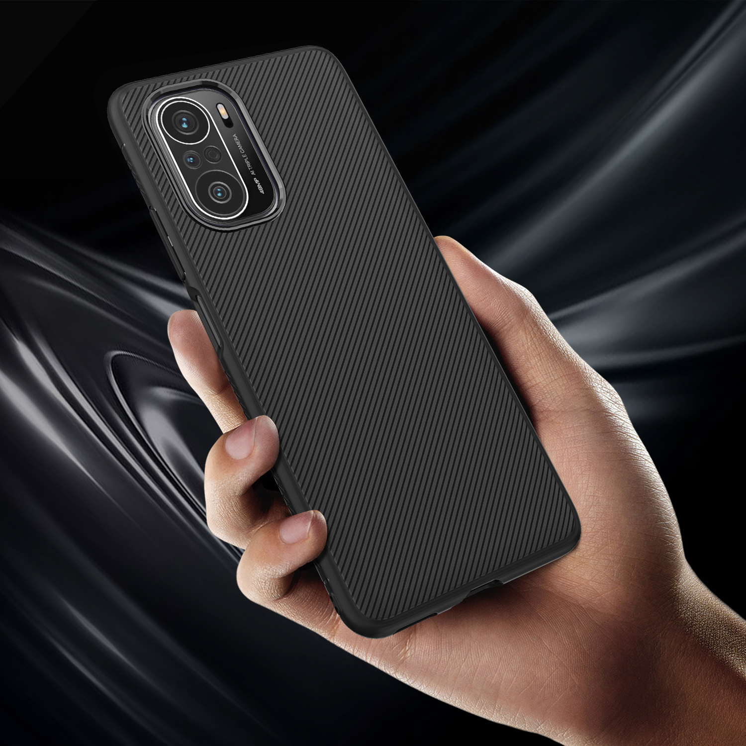 Bakeey for POCO F3 Global Version Case Carbon Fiber Texture Slim Soft Silicone Shockproof Protective Case Back Cover