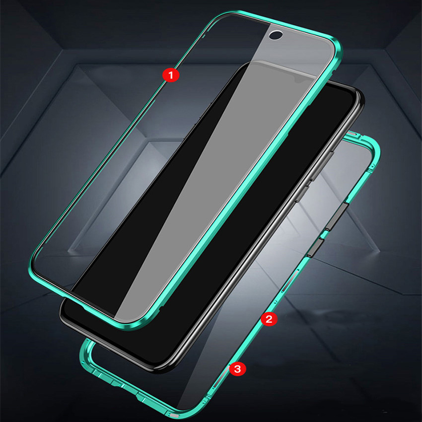 Bakeey para Samsung Galaxy Note 20 / Note 20 5G Caso Magnetic Flip Dupla face 9H Vidro Temperado Metal Protetor de Corpo Inteiro Caso