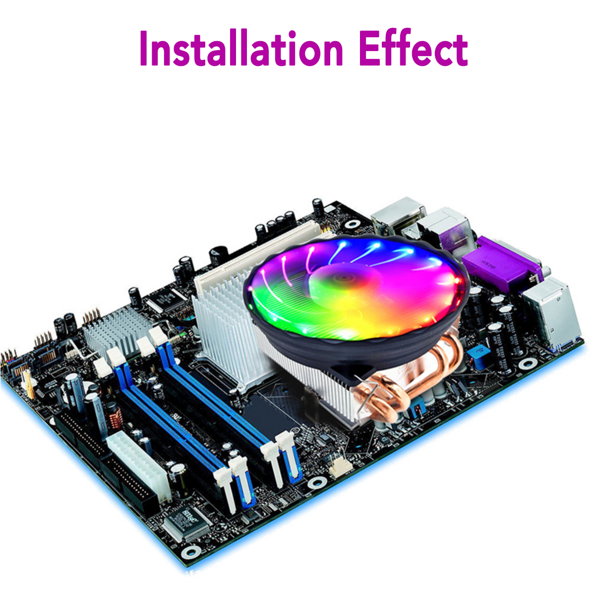 DC 12V 4Pin Colorful Backlight 120mm CPU Cooling Fan PC Heatsink for Intel/AMD For PC Computer Case 17