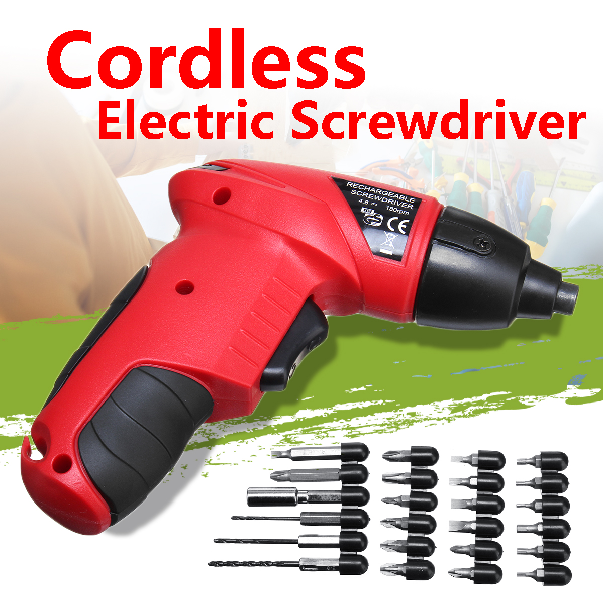 25Pcs 4.8V Cordless Electric Screwdriver Multifunctional Rechargable Power Screw Driver Tool