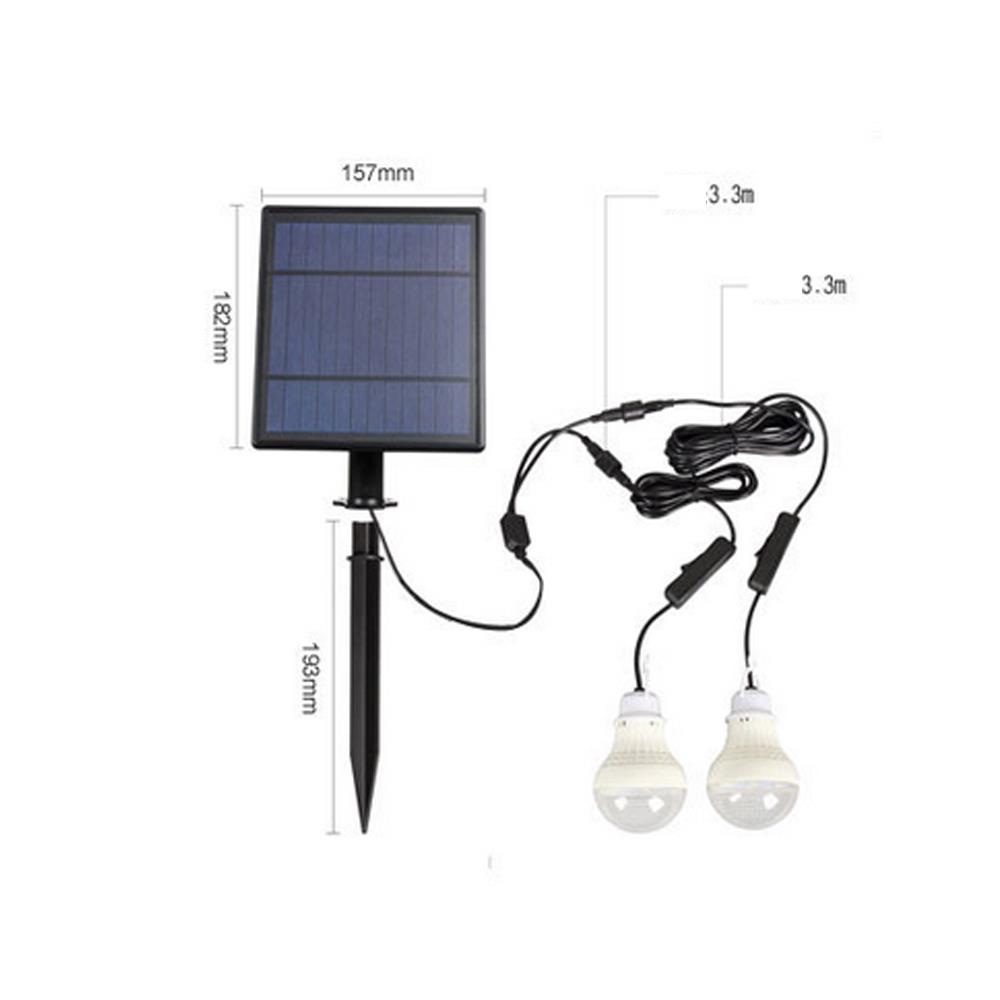 Solar Panel 2pcs LED Bulb Kit Waterproof  Light Sensor Outdoor Camping Tent Fishing Emergency Lamp