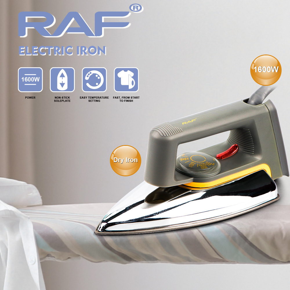 RAF R.1108 Electric Iron with Stainless Steel Bottom Plate and 3 Temperature Gears Powerful 1600W Iron for Perfectly Pressed Clothes