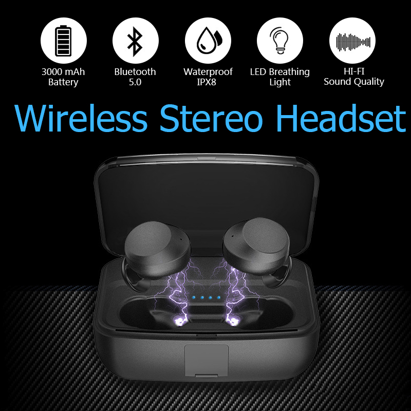 [Bluetooth 5.0] YS TWS True Wireless Earphone IPX8 Waterproof Headphone with 3000mAh Charging Box 8