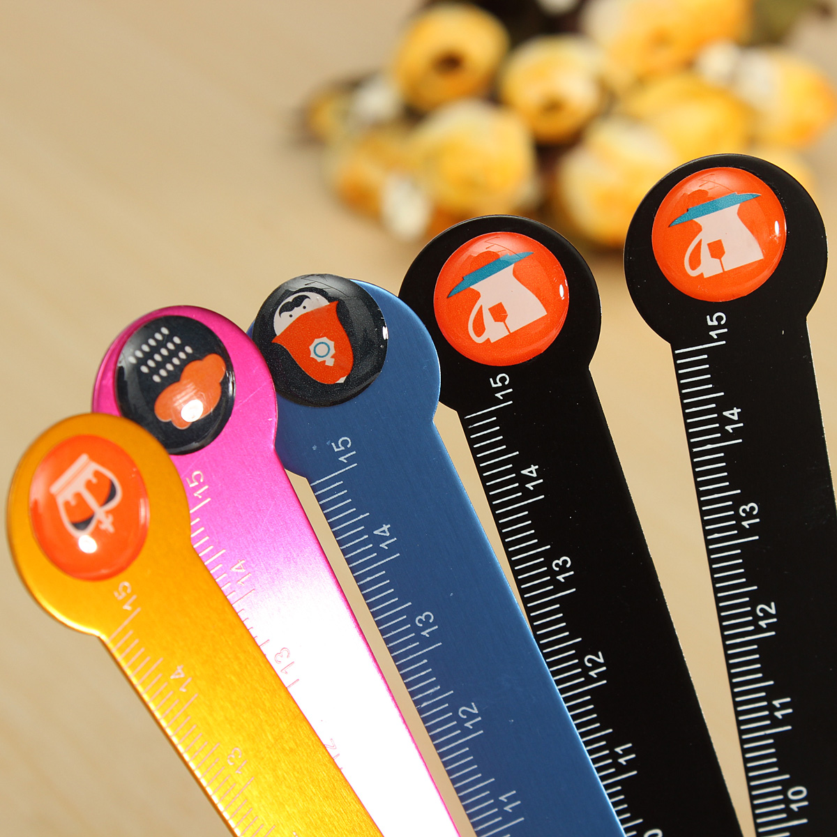 Kids Student Study Stationery Measuring Ruler Scale Measure Tools Cute Aluminum Straight Ruler