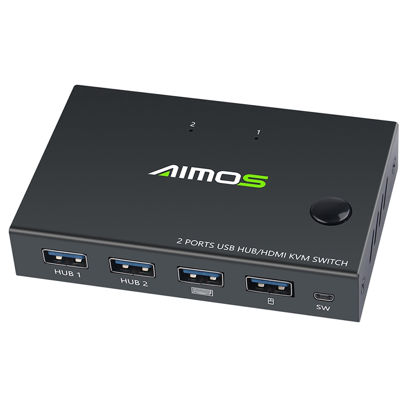 AIMOS USB HDMI KVM Switch Box Video Switch Display 4K Splitter KVM Switch for 2 PCs Share Switcher Keyboard Mouse Printer Plug and Play