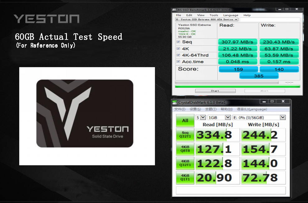 Yeston SSD SATA3 6Gbps High Speed Solid State Disk TLC Chip Internal Hard Drive 60/120/240/500GB 4