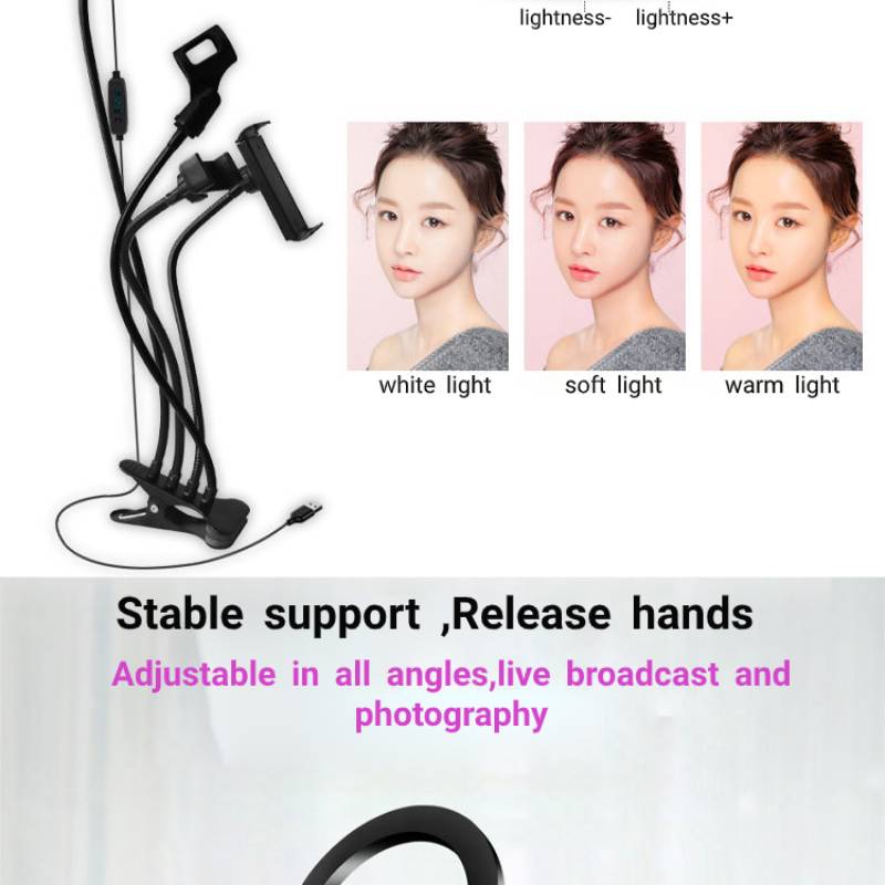 Bakeey 4-in-1 Flashes Selfie Lights Live Broadcast Makeup Selfie Lamp 360 Degree Common Hose Stable Support Light Stand