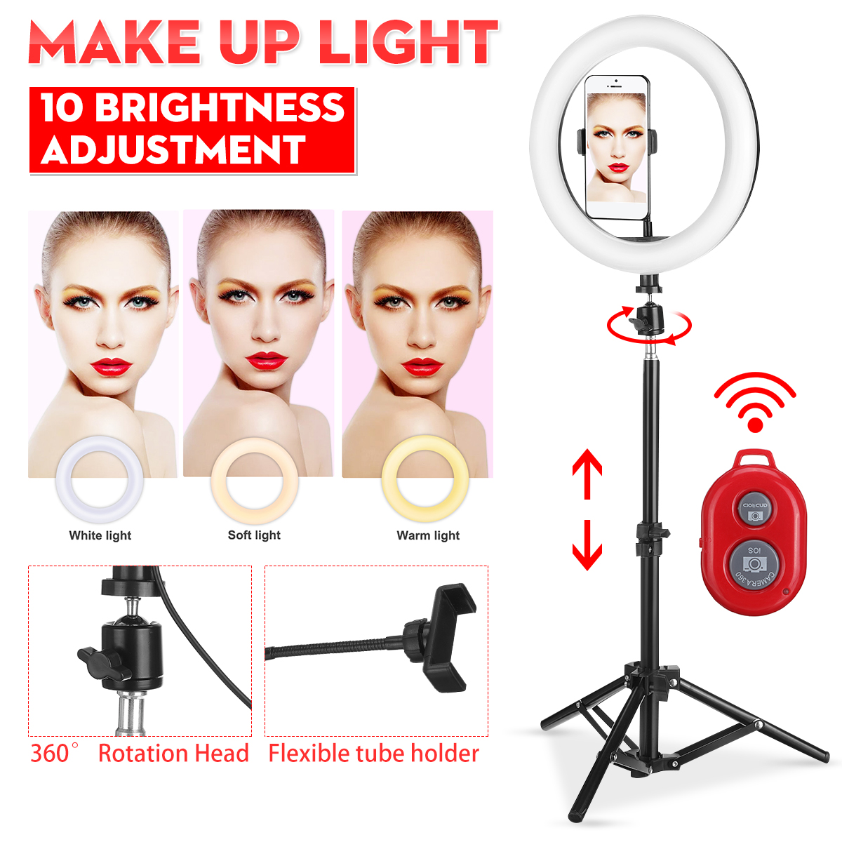 Flashes Selfie Lights LED Ring Light Lamp Stand Kit Dimmable Photo Studio Selfie Makeup Lamp