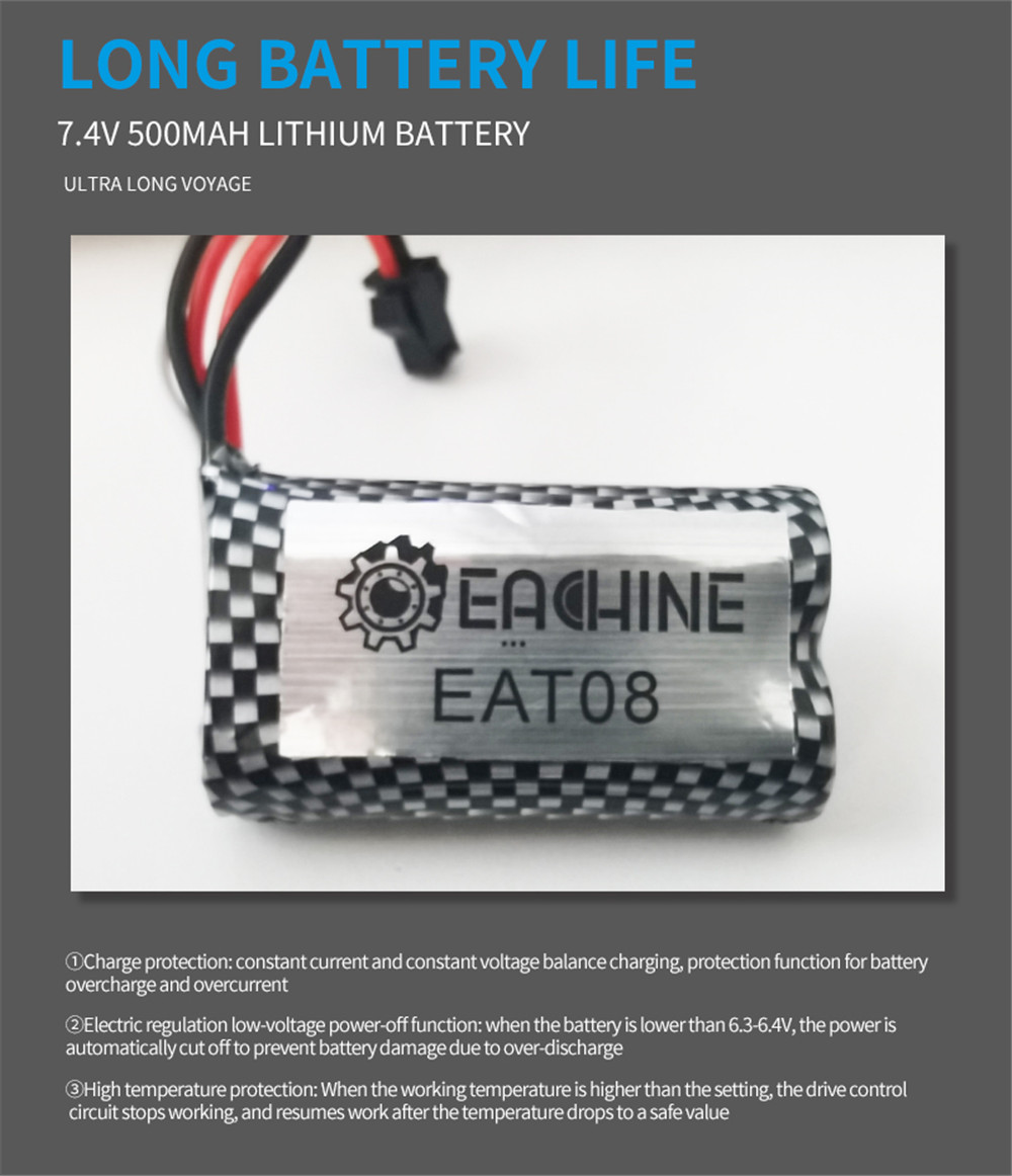 Eachine EAT08 RTR with 2/3 Battery 1/14 2.4G 2WD RC Car Front LED Light Off-Road Vehicles Model Kids Children Toys - Photo: 4