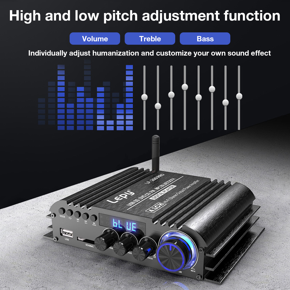bluetooth Power Amplifier 4.1 Channel HIFI Sound Quality Amplifier FM Radio bluetooth Amplifier