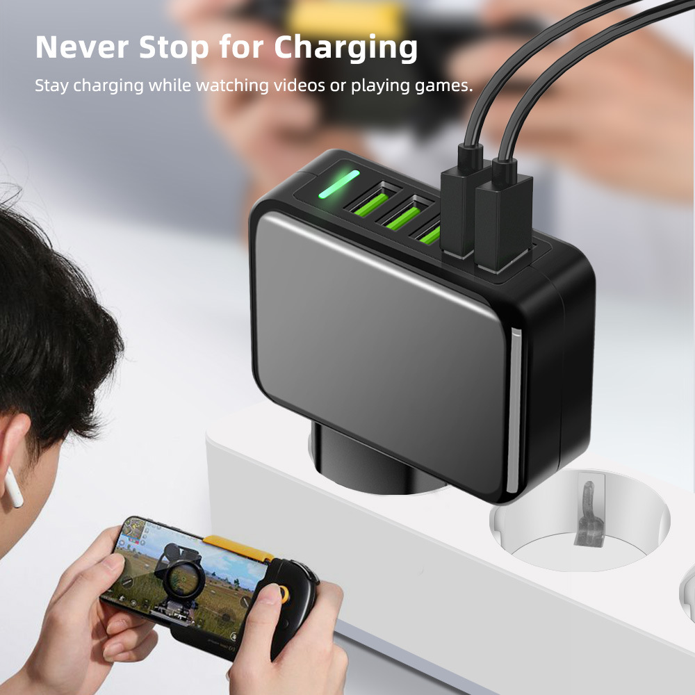 OLAF 20W 5 USB Ports Charger USB QC3.0 Fast Charging LED Light Indicator Wall Charger Adapter EU Plug US Plug for iPhone 12 Pro Max Huawei Mate40 OnePlus 8 Pro