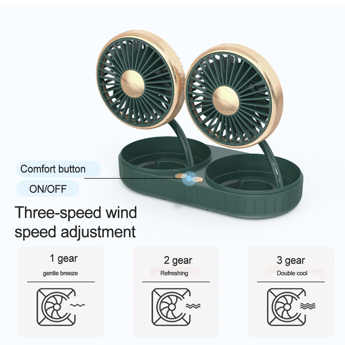 Mini Electric Cooling Fan 3 Speed 5 Blade 360° Rotatable USB Air Fan Car Fan Outdoor Travel Home Office