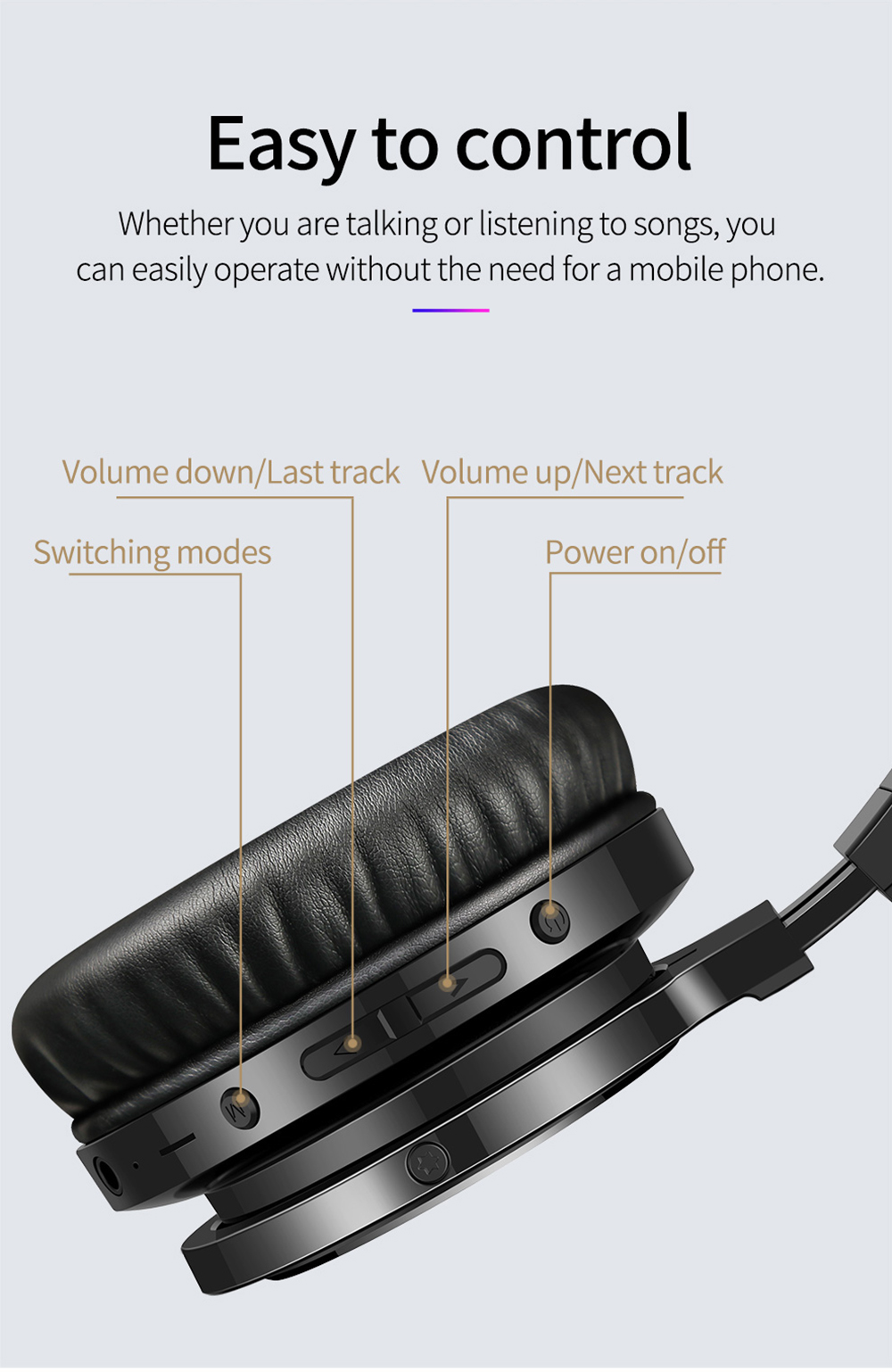 Picun B12 Wireless Headset bluetooth Headphone 40mm Drive Unit HiFi Stereo 3D Surround Bass Sound Noise Reduction 300mAh Battery LED RGB Light Support TF Card Playback Ergonomic Outdoor Sports Headphone