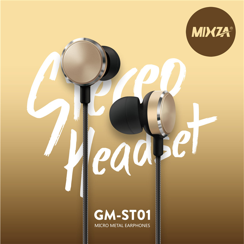 MIXZA GM-ST01 Metal 3.5mm In-ear Earphone Bass Hybrid Stereo Headphone with Mic for iPhone Samsung