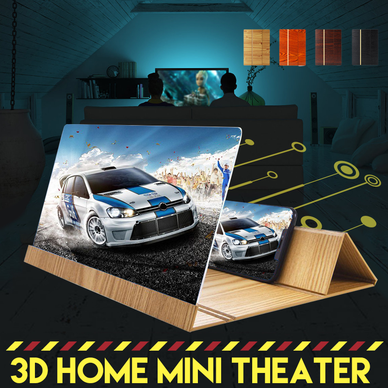 Universal 3D Phone Screen Magnifier Stereoscopic Amplifying 12 Inch Desktop Wood Bracket Phone Holder For Mobilephone