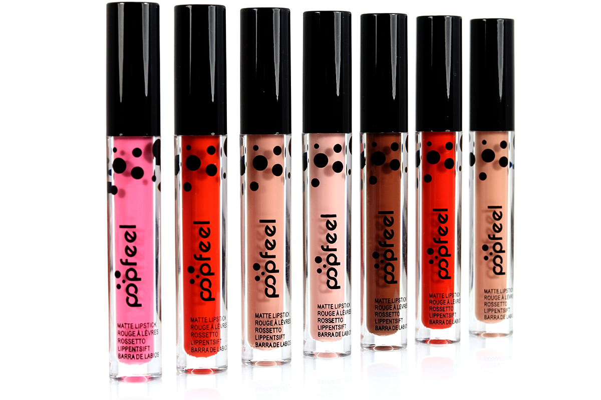 POPFEEL Lip Gloss Matte Lipstick Natural Makeup Water Kiss Proof Liquid Cosmetics 