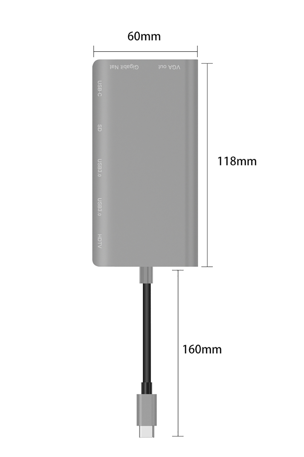 FD-F67 Type-c Hub with HDMI-compatible VGA 2-Port USB3.0 SD Card Reader Gigabit Ethernet Port PD Docking Station Audio Plug