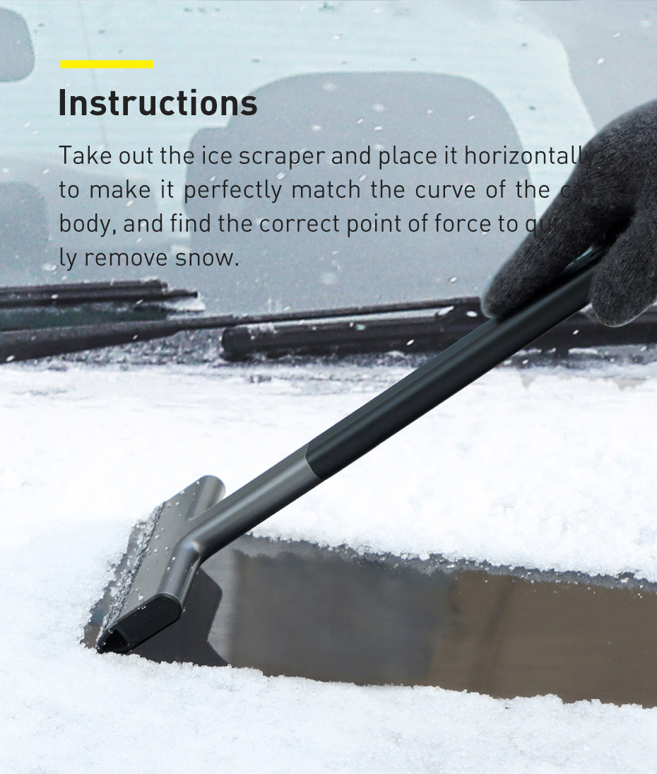 Baseus Black Retractable Vehicle Snow Shovel Defrost Glass Snow Scraper