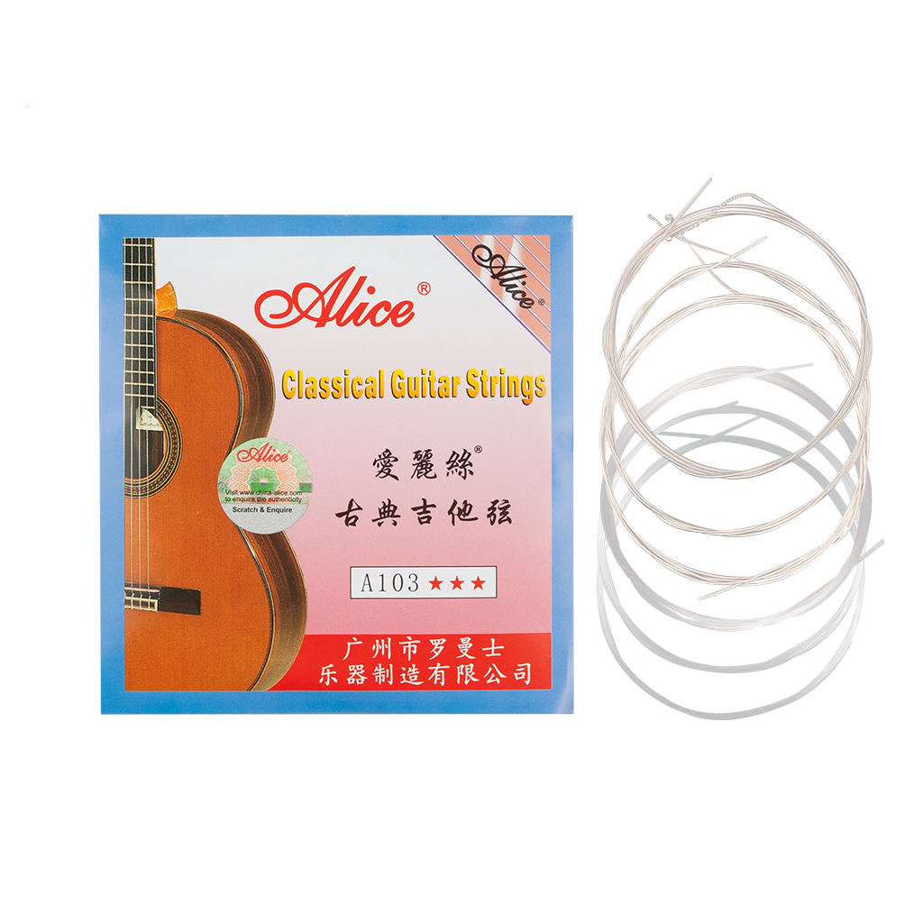 Alices Guitar Strings A103 Clear Nylon Silver Plated EBGDAE Single 6 Strings Guitar Strings Cordas de Guitarra Clássica