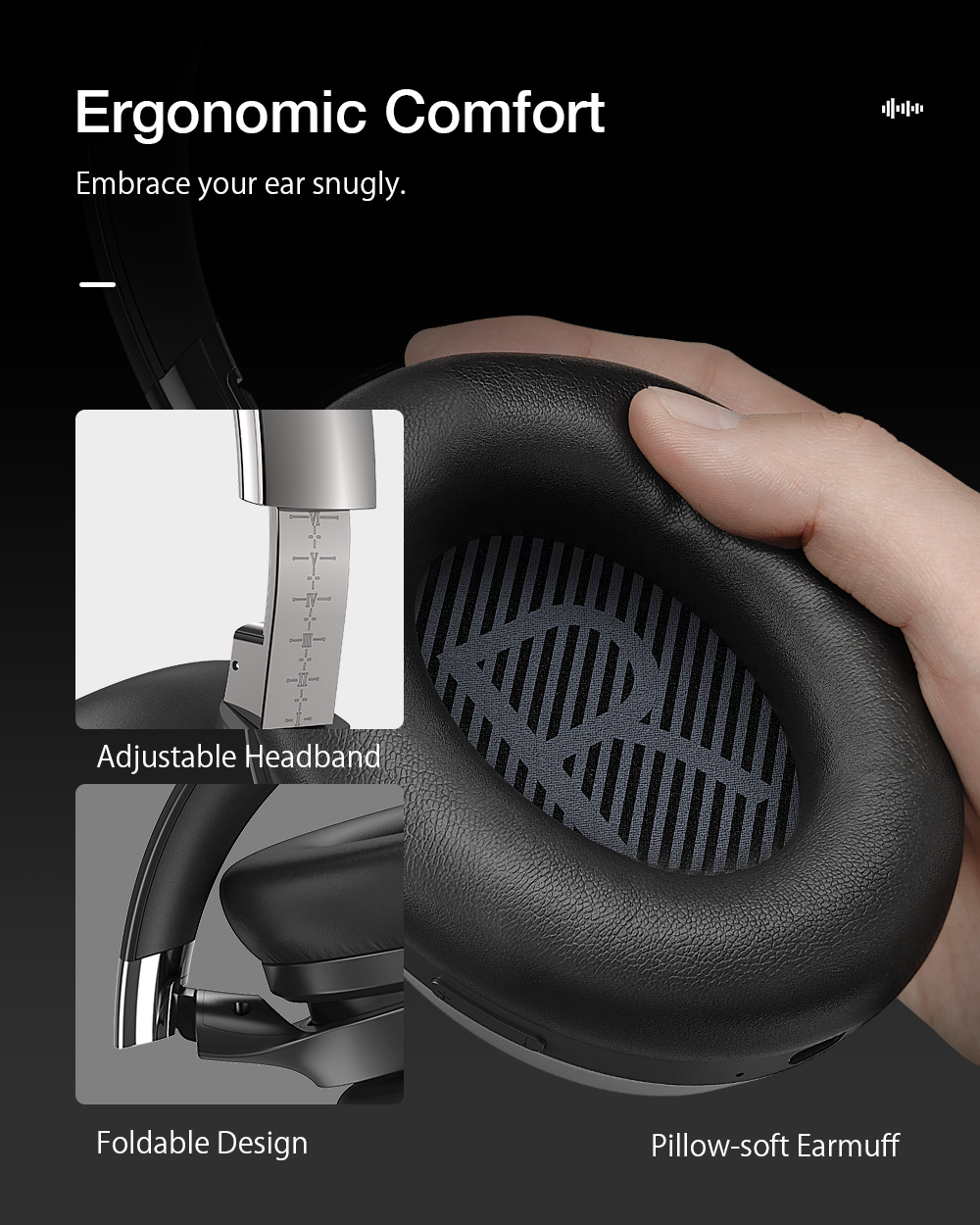 BlitzWolf® BW-HP5 bluetooth Headset ANC Headphone Dual Active Noise Canceling Dual Drivers 1000mAh AAC Stereo Wireless Headphone with Mic