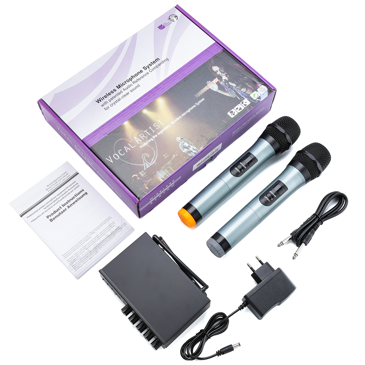 Elegiant Studio Bluetooth Wireless Handheld UHF 2-Channel Microphone System Home Karaoke Kit 6