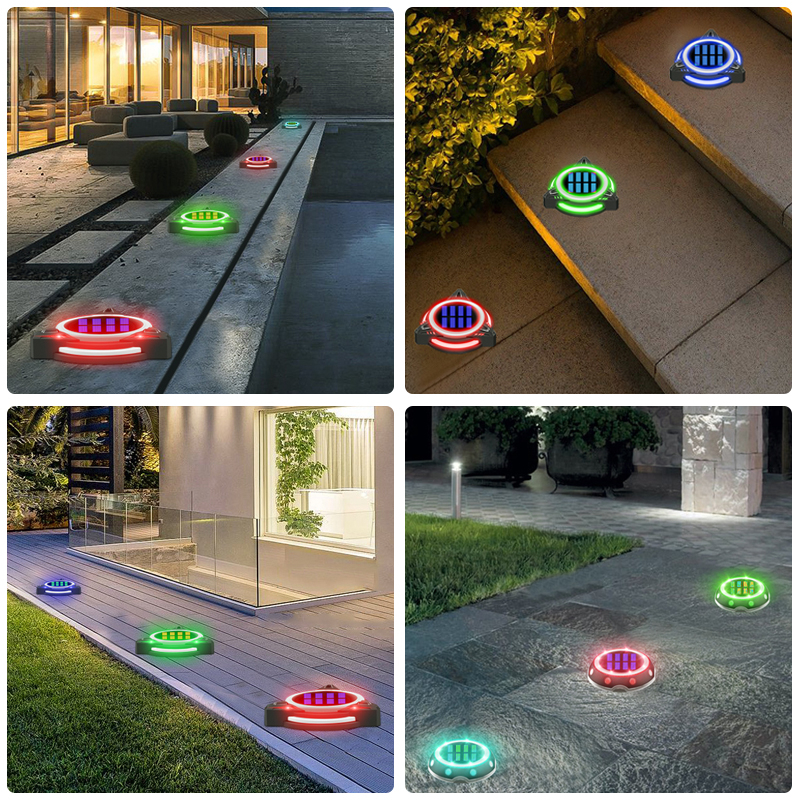 LED Solar Underground Lights Outdoor Waterproof Plastic Garden Decoration Lights Lawn Landscape Lights