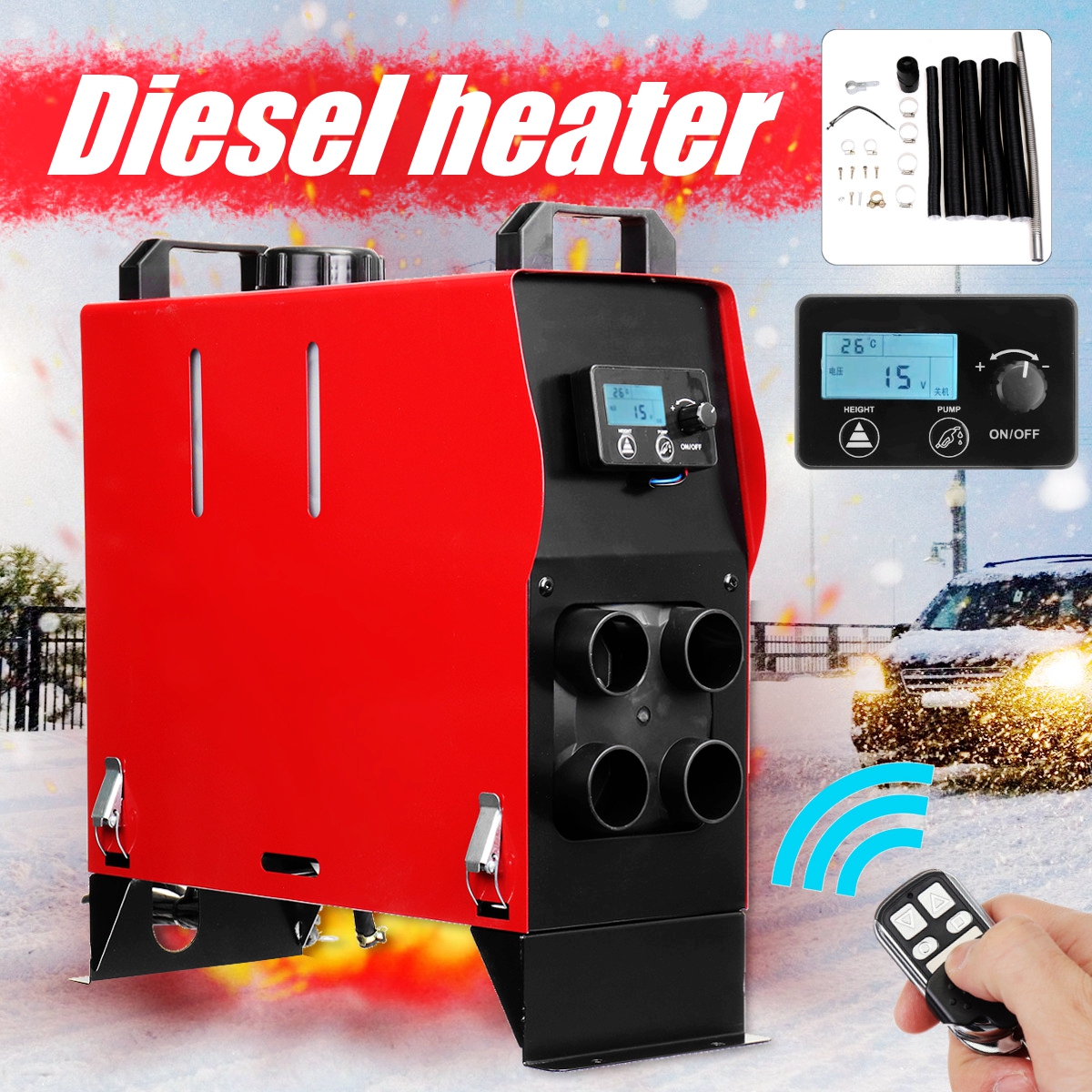 Upgraded 3KW/5KW Diesel Heater Air Parking Heater Host w/LED Key Switch Air Filter Oil 