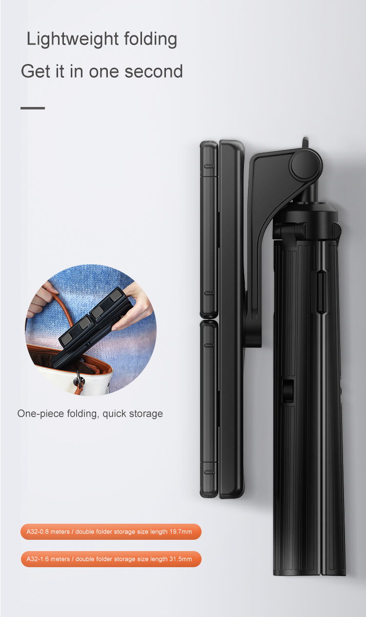 Bakeey 360° Rotating Tripod Stand Selfie Stick bluetooth Control Telescopic Rotatable Dual Holder Chip Portable Tripod for Camera Phone Tablet