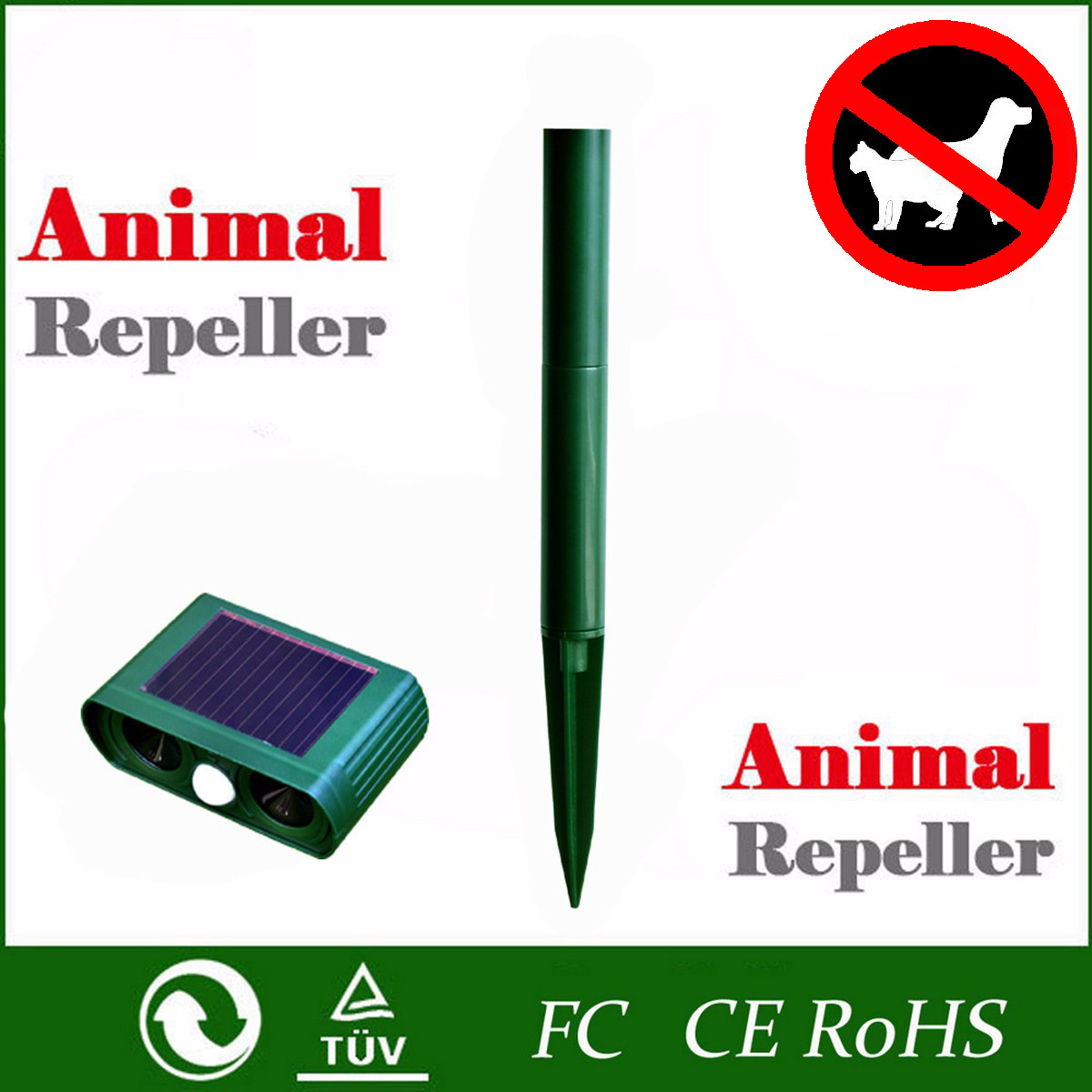 Ultrasonic Solar Power Pest Animal Repeller Repellent Cat dog Bird Mouse Fox