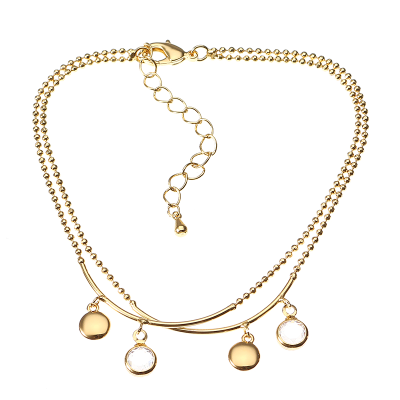 

JASSY® Women Gold Plated Anallergic Fashion Foot Chain Zircon Coin Pendant Anklet Bracelet Best Gift