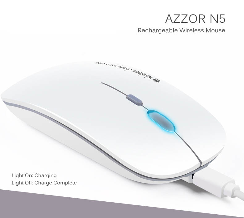 Azzor N5 2400DPI Rechargeable 2.4GHz Wireless Mouse Ultra-thin Mouse for Laptops Computers 34