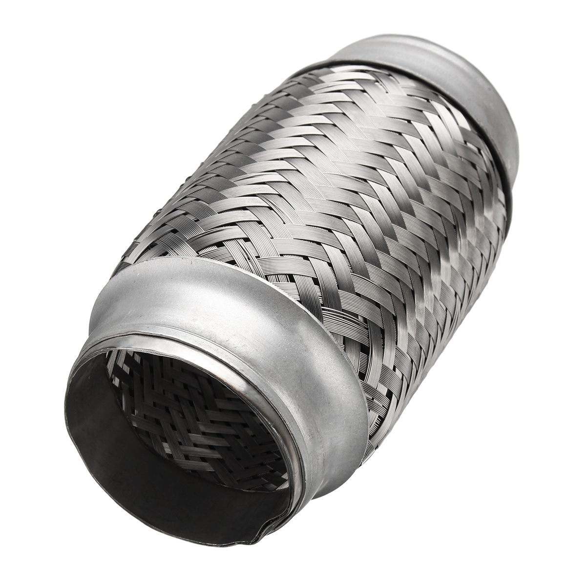 63.5mm x 152mm Double-layer Car Modification Woven Exhaust Muffler Stainless Steel Exhaust Pipe