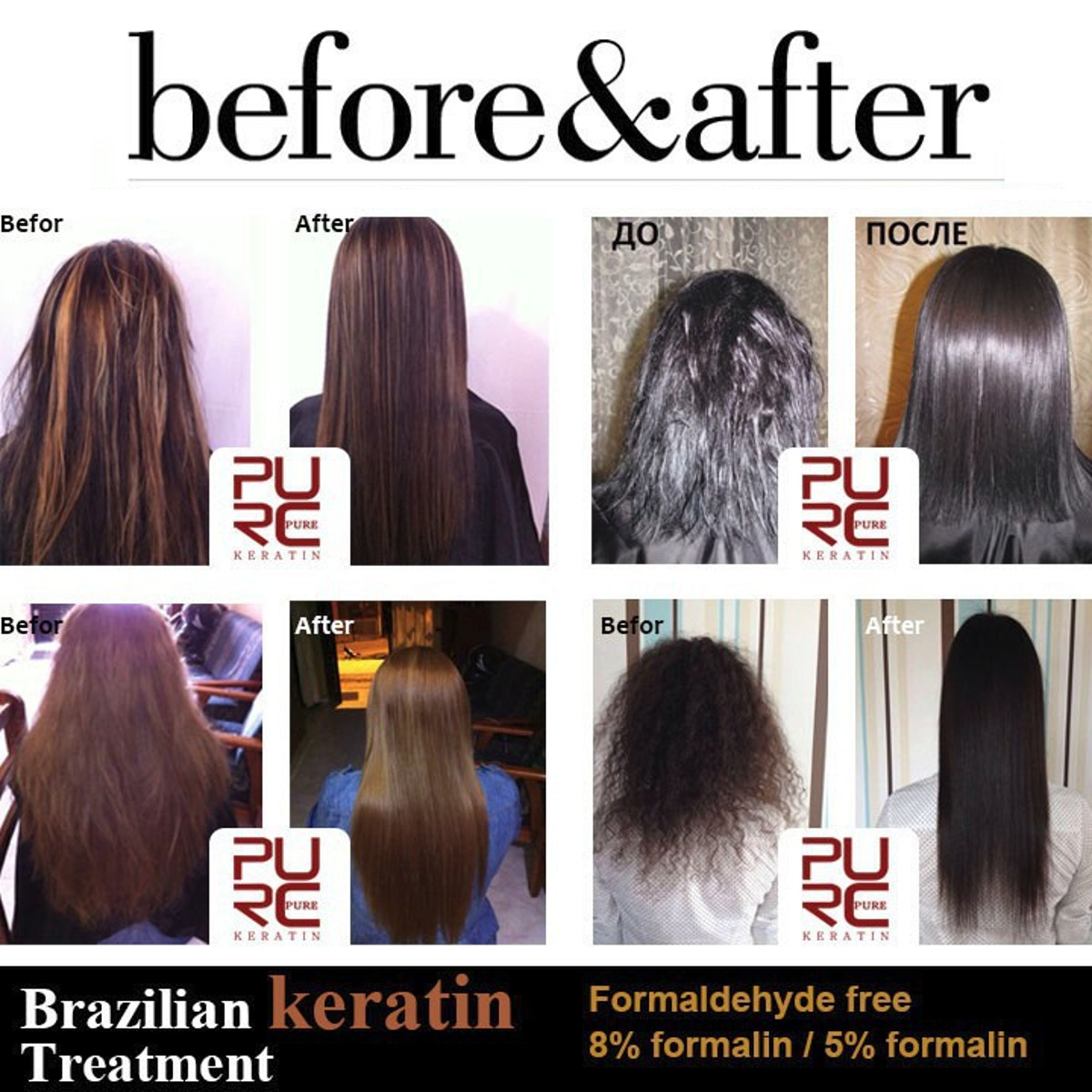 Pure Brazilian Keratin Straightening 5% Treatment Hair Care Repair Healing Hair 300ml Hair Care Smoothing