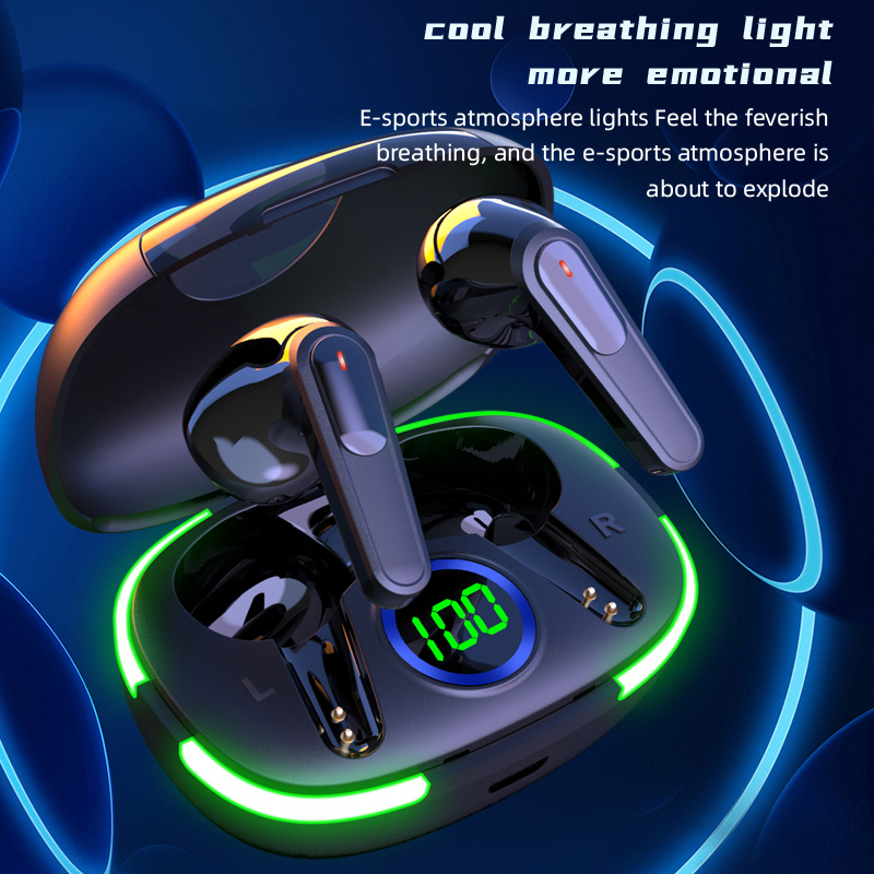 Air Pro 80 Gaming Earphone bluetooth V5.1 Low Latency 8D Sound HiFi Stereo 350mAh LED Battery Display Smart Touch HD Calls E-sports Earbuds
