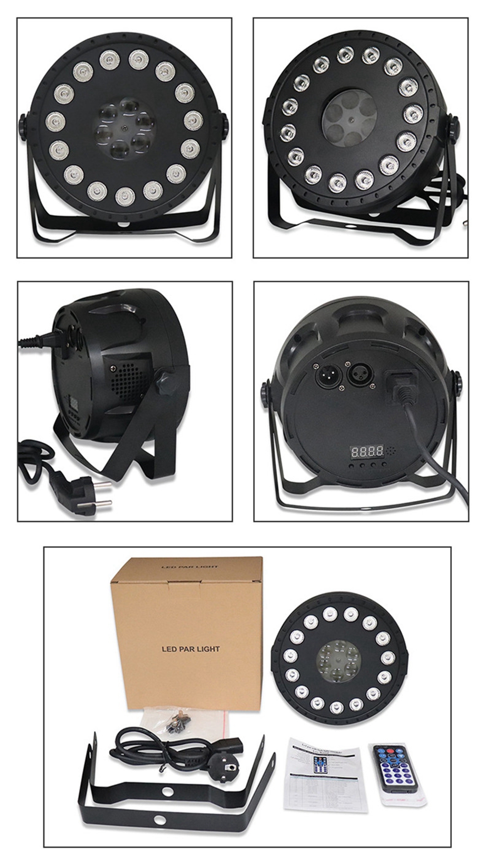 30W RGB Stage Light Remote Sound Control 15 LED Par Lamp for Club DJ Party Disco Wedding Christmas AC90-240V 
