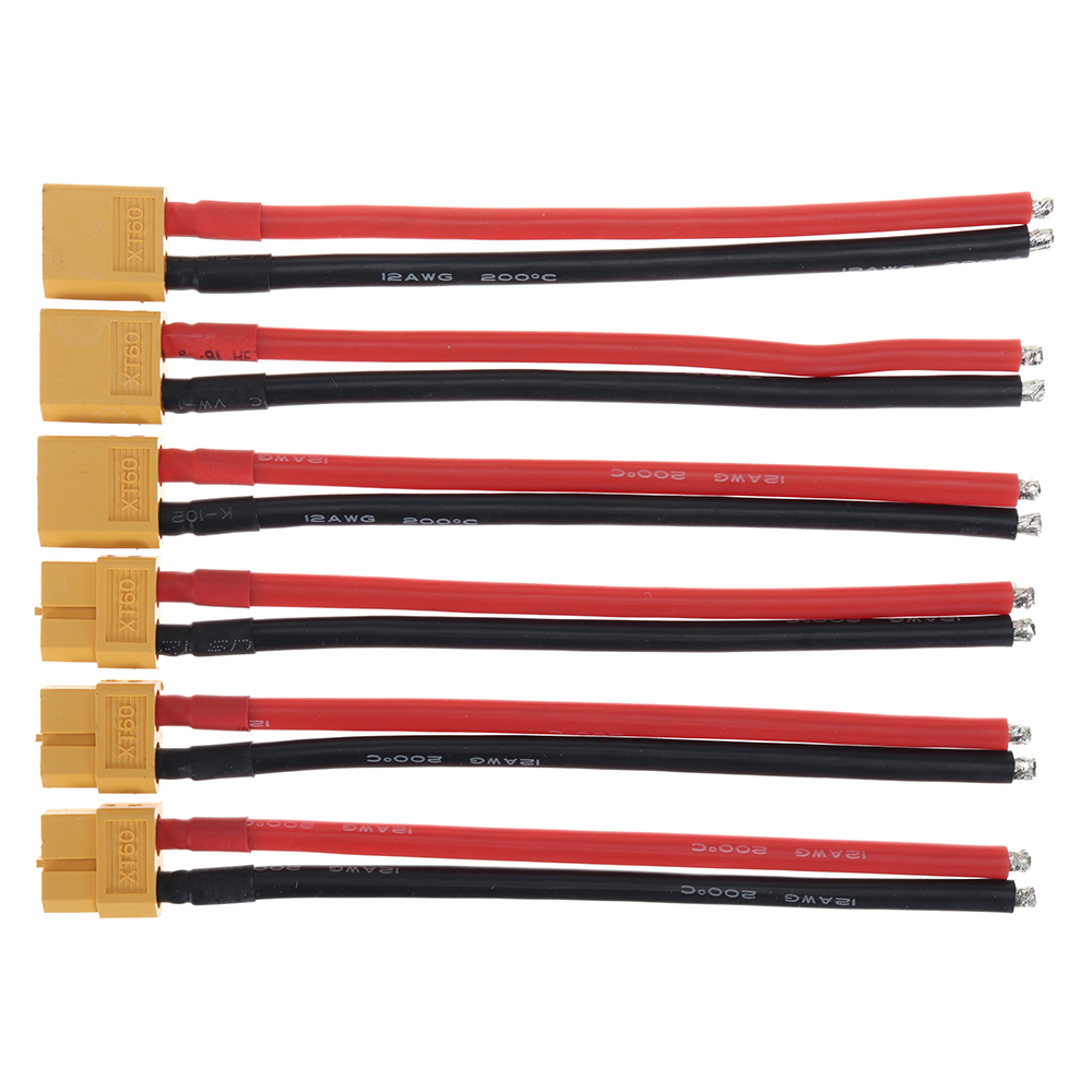 3Pairs XT60 Male Plug 12AWG 12cm Silicone Cable Wire