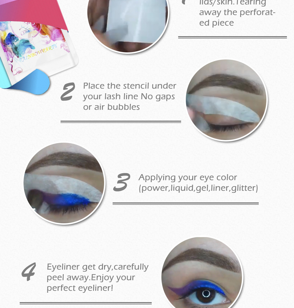 60Pcs Gentle Cat Eye Eyeliner Stencil Eye Shadow Guide Models Template Shaper Beauty Makeup Tools 