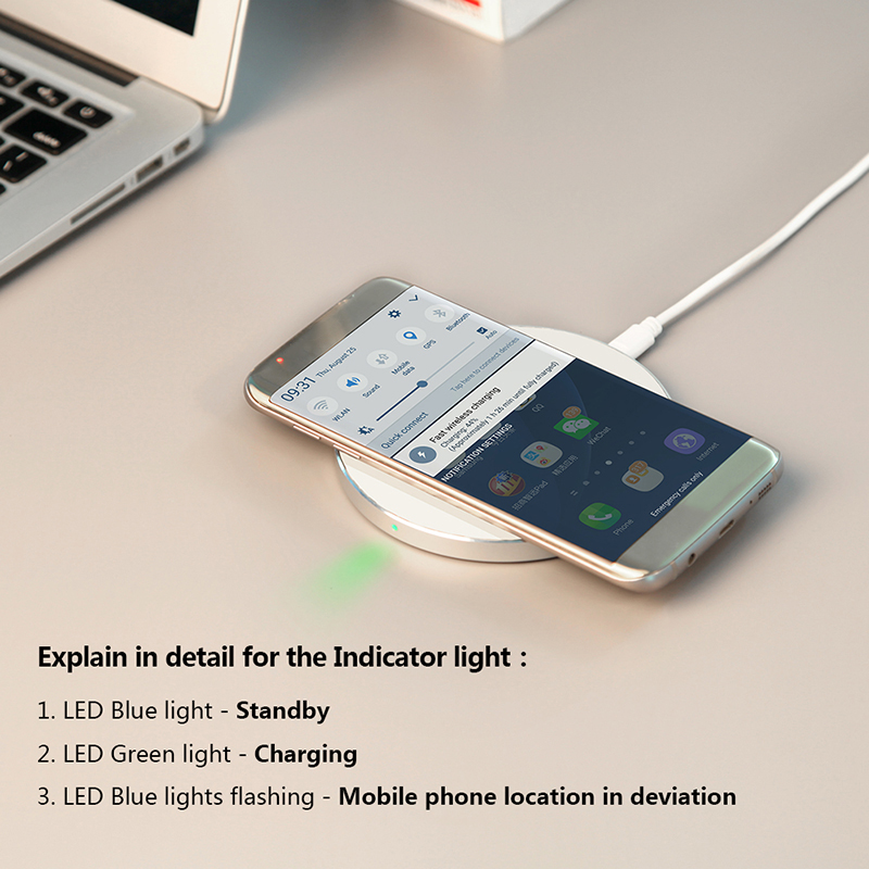 kd01 2A Wireless Fast Charger For iphone X 8/8Plus Samsung S8 Xiaomi mi5 mi6