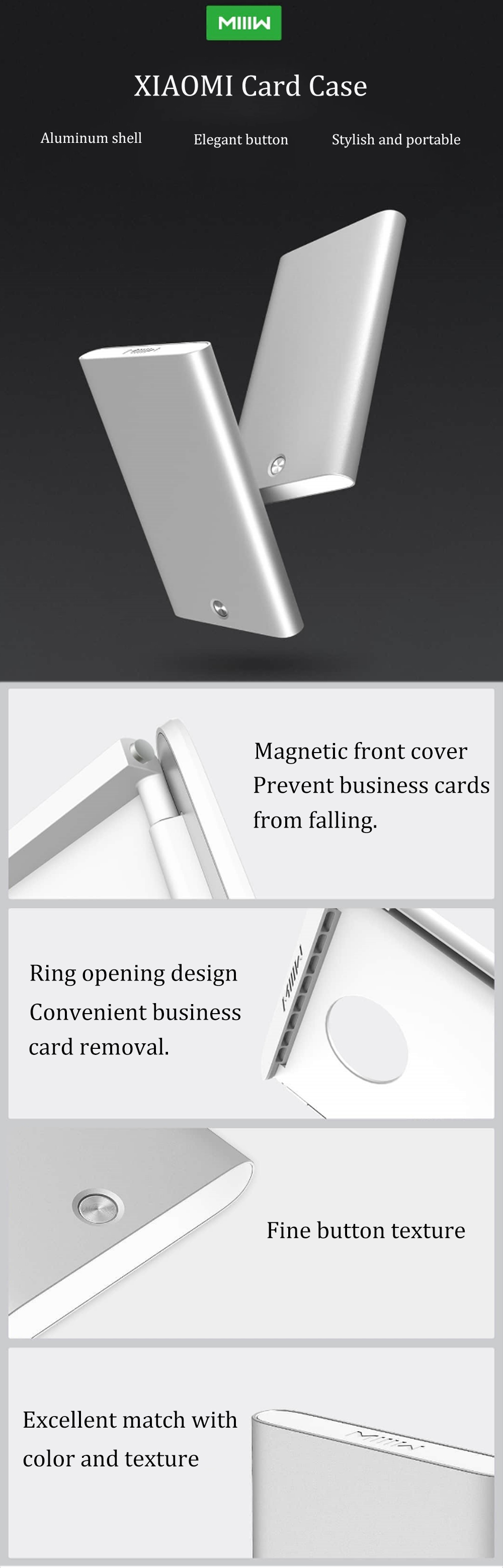 Xiaomi MIIIW Automatic Business Card Holder Slim Metal Name Card Credit Card Case Storage Box 13