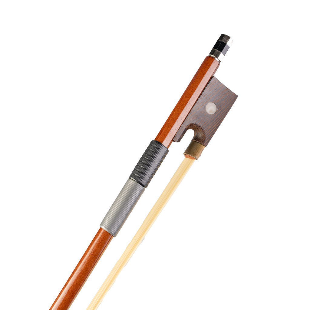 NAOMI 1/8 Size Brazilwood Violin/Fiddle Bow Round Stick W/ Plastic Grip White Horsehair Well Balance
