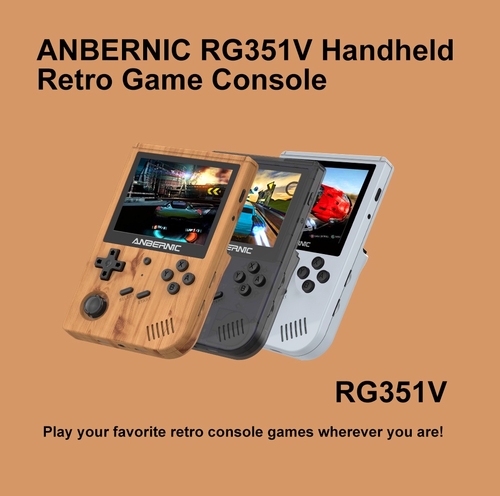 ANBERNIC RG351V 80GB 7000 Games Handheld Game Console for PSP PS1 NDS N64 MD PCE RK3326 Open Source Wifi Vibration Retro Video Game Player 3.5 inch IPS Display