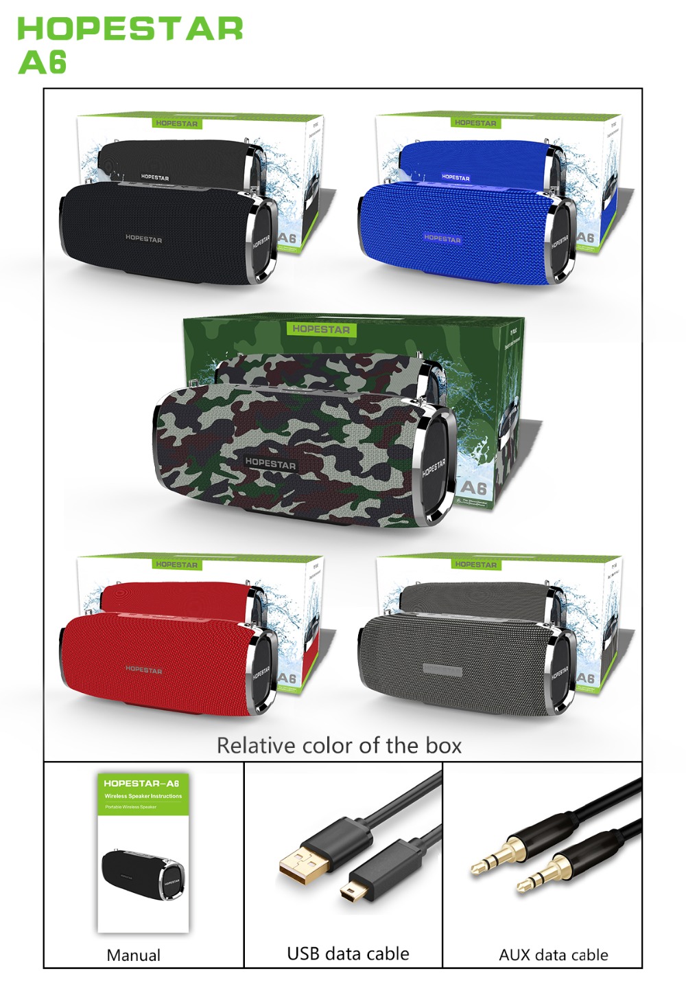 HOPESTAR A6 Portable Bluetooth Speaker 34W Three Units 6000mAh IPX6 Waterproof Outdoors Loudspeaker 14
