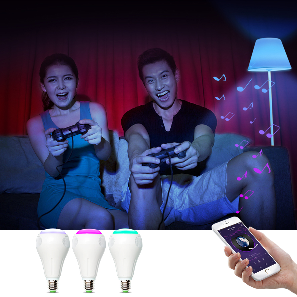 E27 12W RGB+W+WW Smart WiFi APP Control LED Light Bulb Speaker Work With Alexa AC110-240V