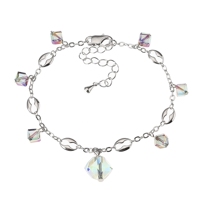 

JASSY® Elegant Platinum Plated Colorful Crystal Cube Pendant Anklet Anallergic Best Gift for Women