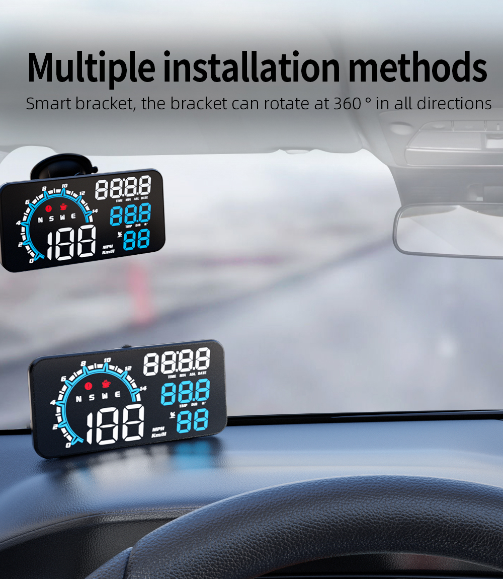 G11 Universal HUD GPS Head Up Display Speedometer Odometer LED Display Windscreen Projector with Overspeed Fatigue Driving Alarm