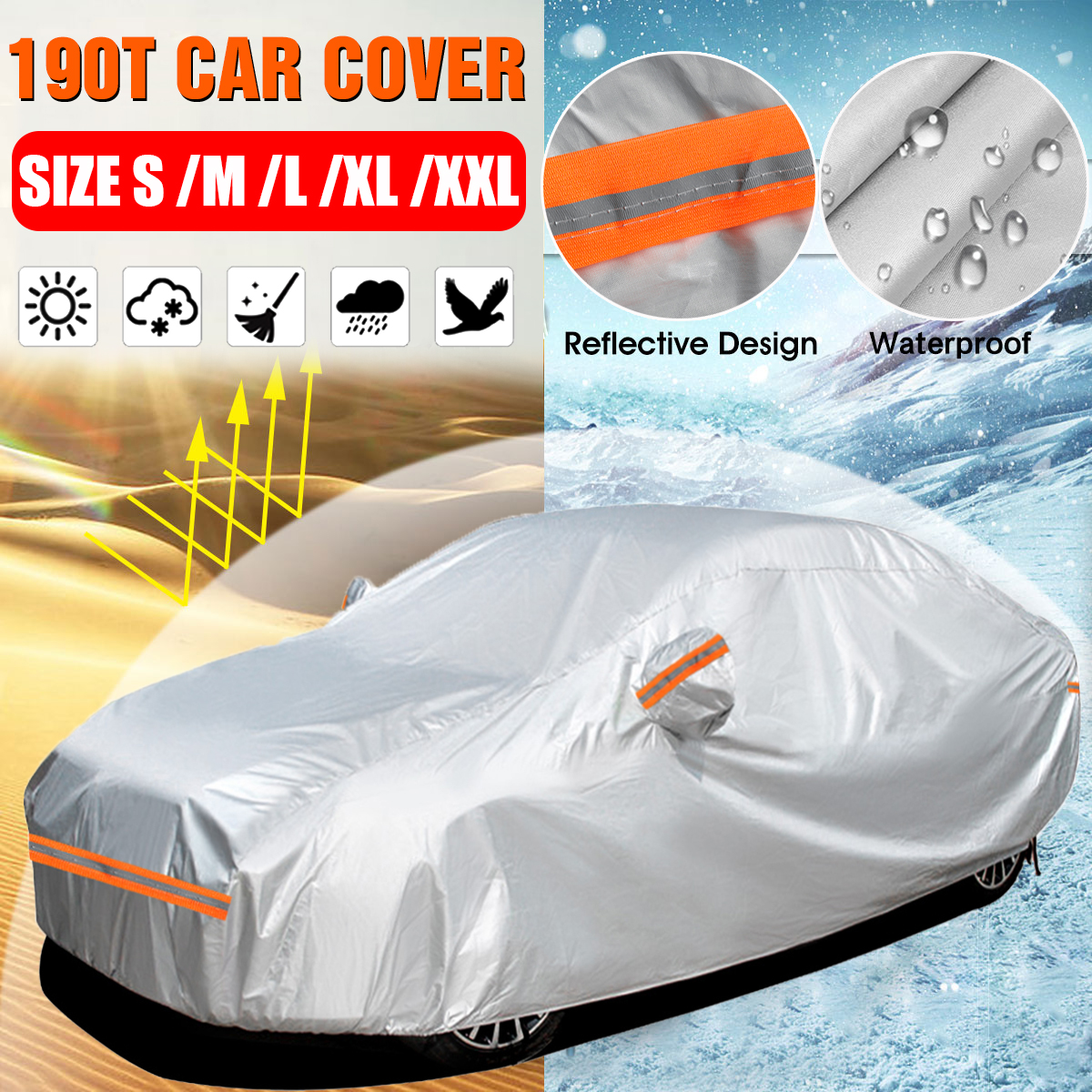 Full Car Sedan Cover Outdoor Waterproof Dust Scratch UV Protection Size S-XXL