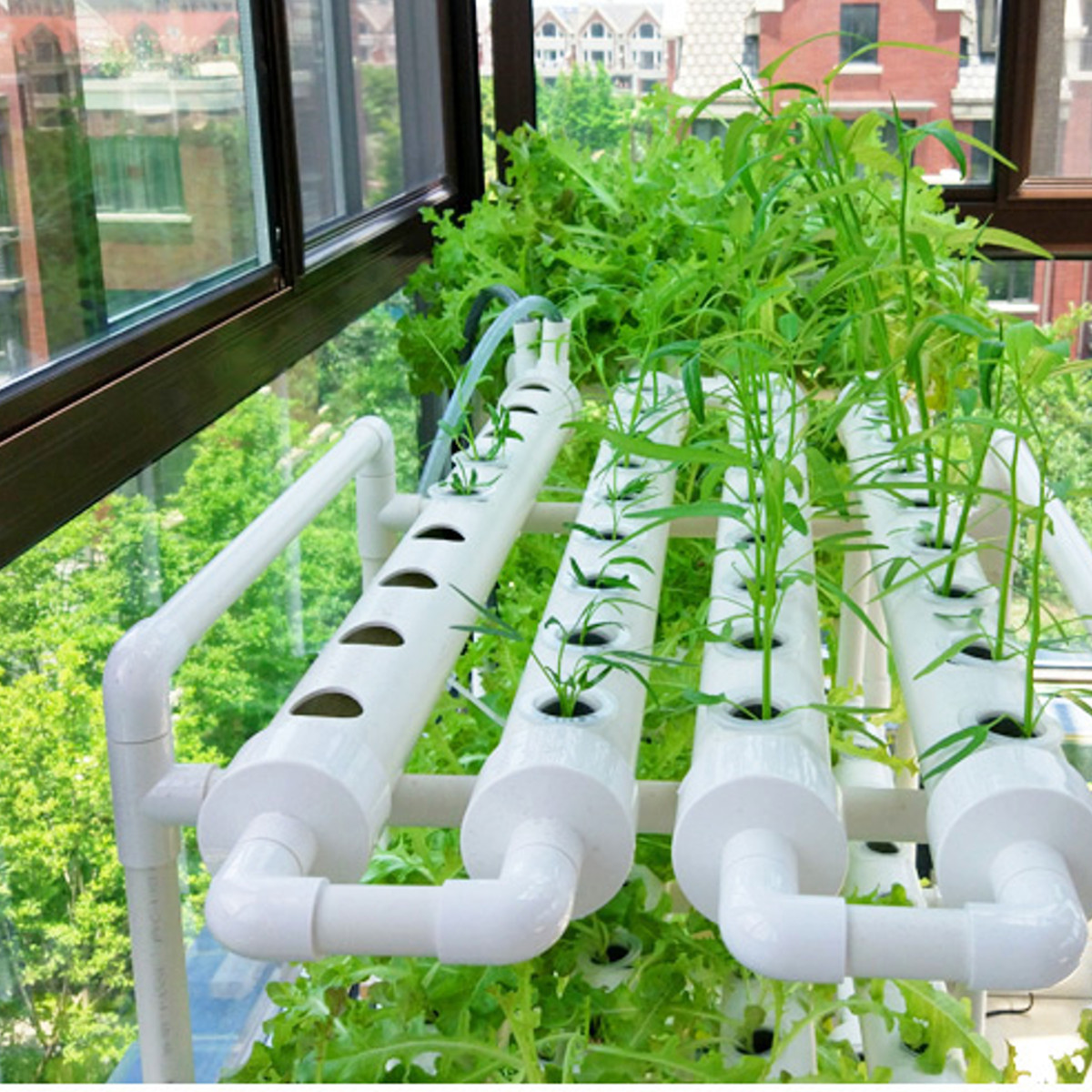 36 Holes Hydroponic Piping Site Grow Kit DIY Horizontal Flow DWC Deep Water Culture System Garden Vegetable 7